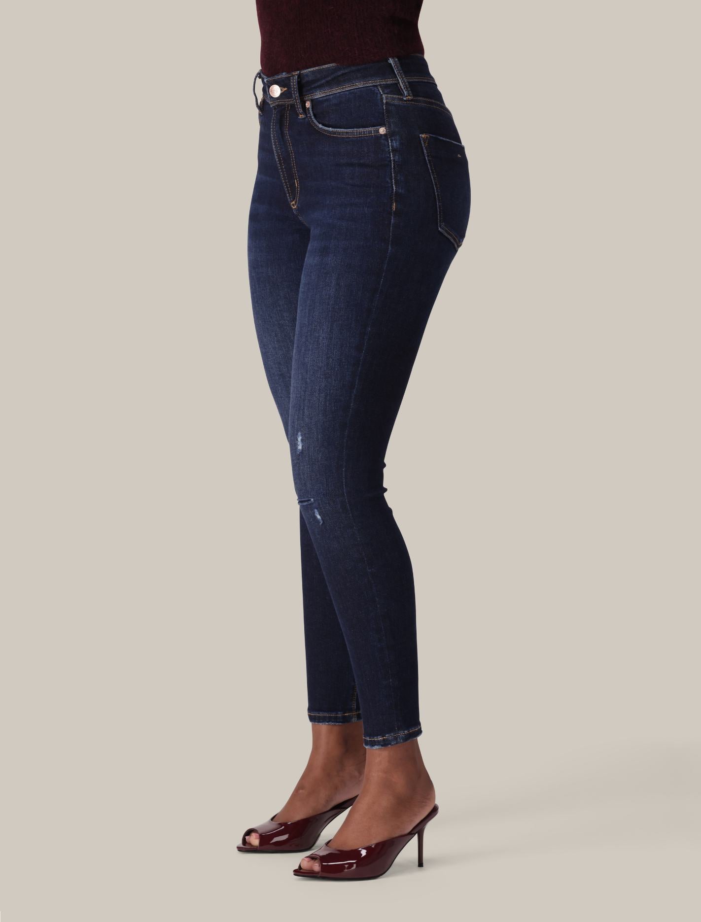 Nala Mid-Rise Dark Ripped Skinny Jeans Forever New