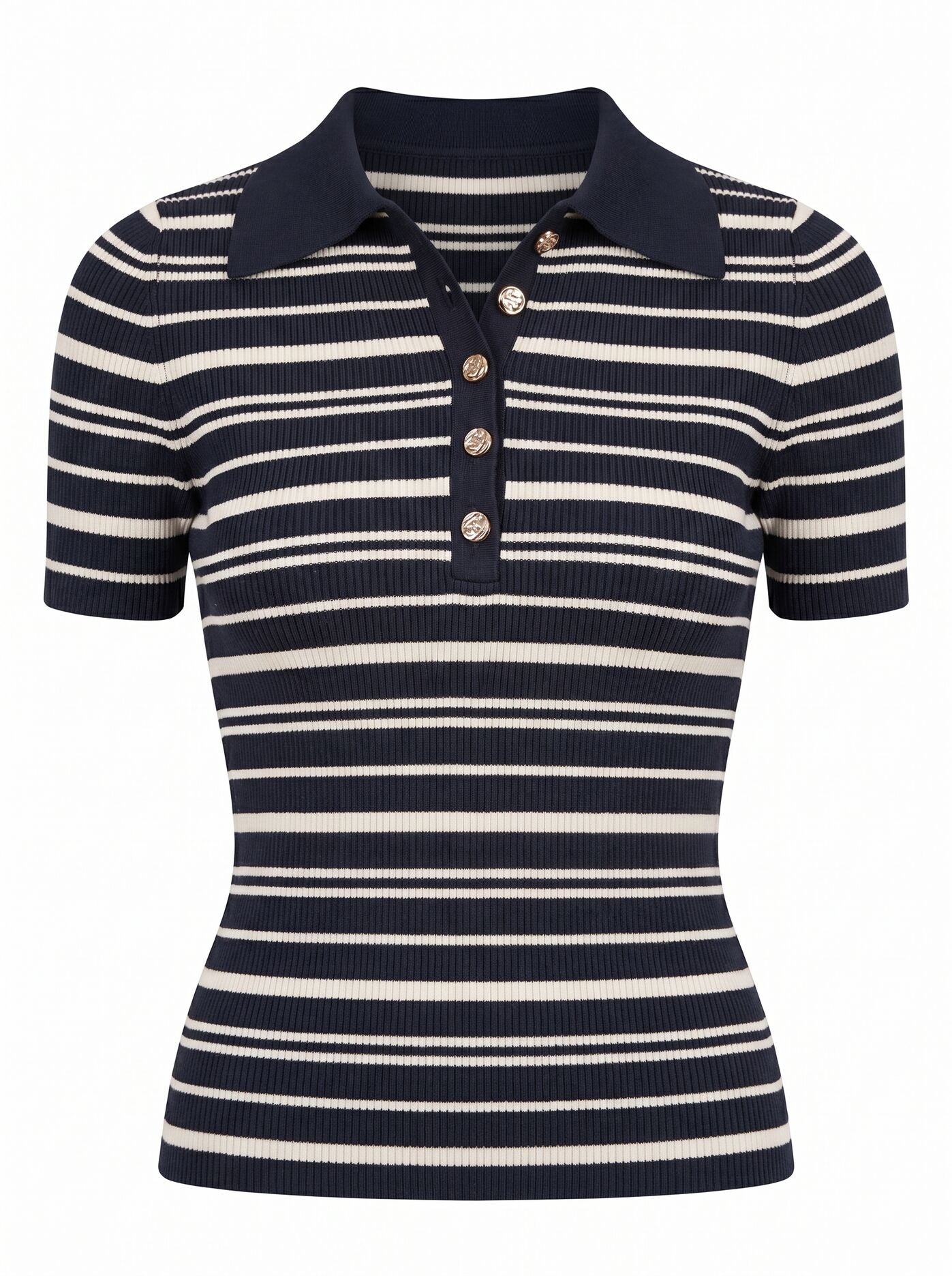 Sasha Striped Knit Polo T-Shirt Forever New