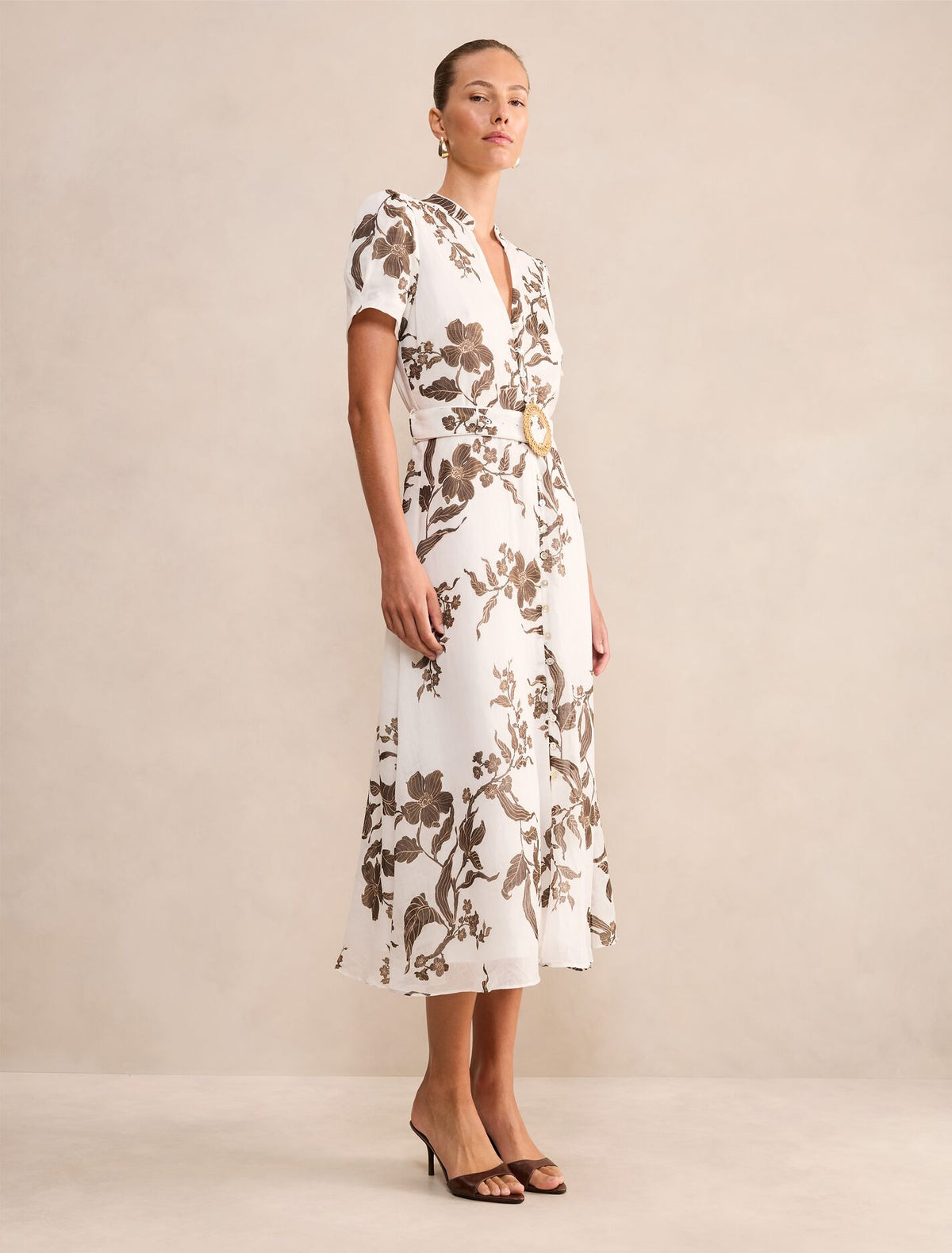 Bree Printed Shirt Midi Dress Forever New