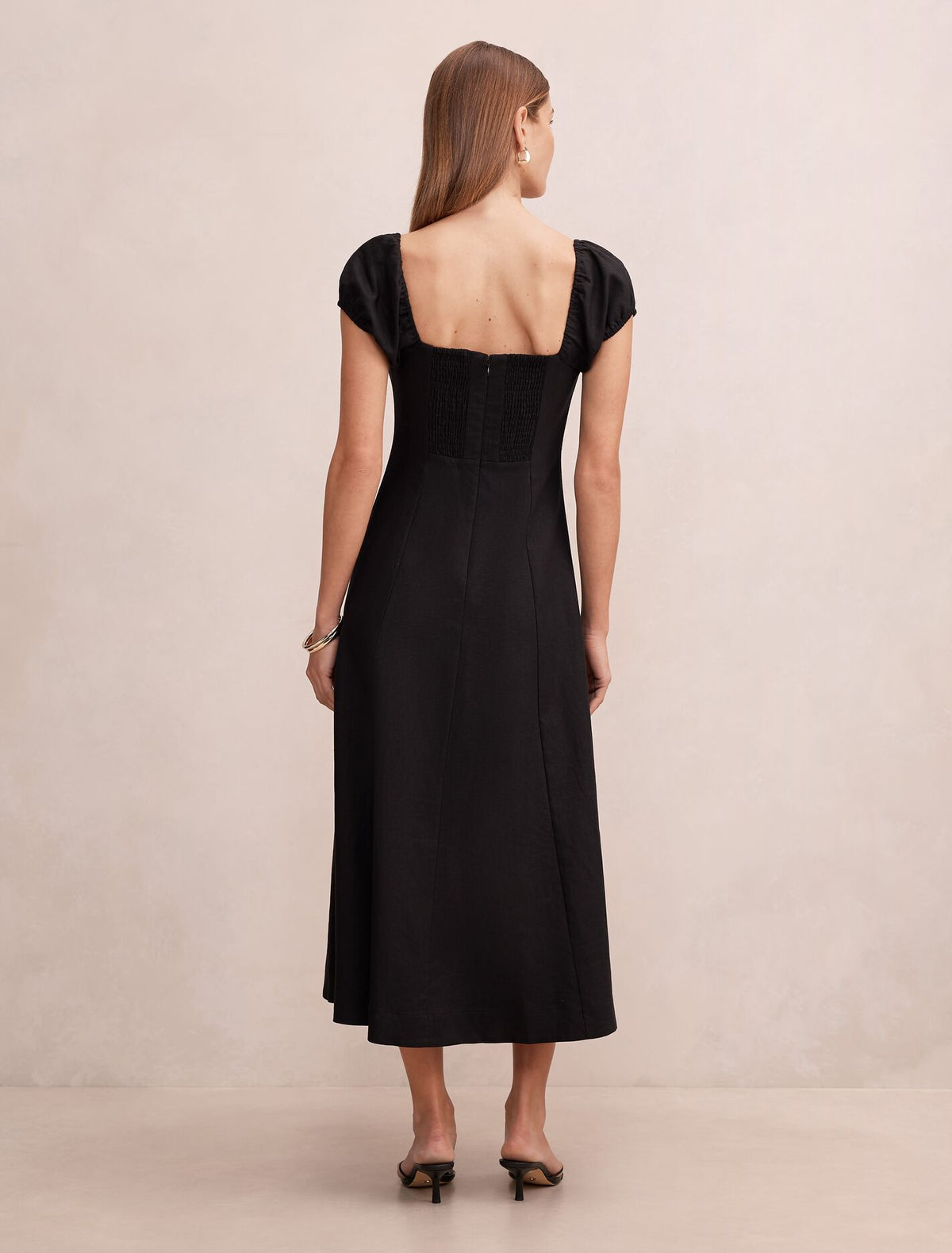 Portia Folded Collar Linen Midi Dress Forever New