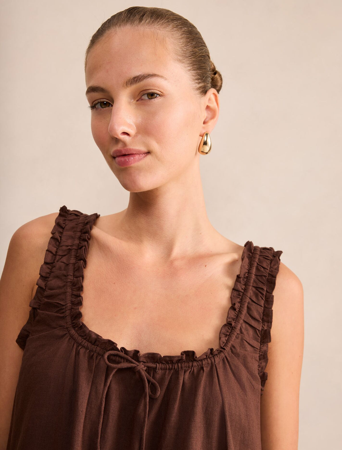 Vivi Smock Linen Mini Dress Forever New
