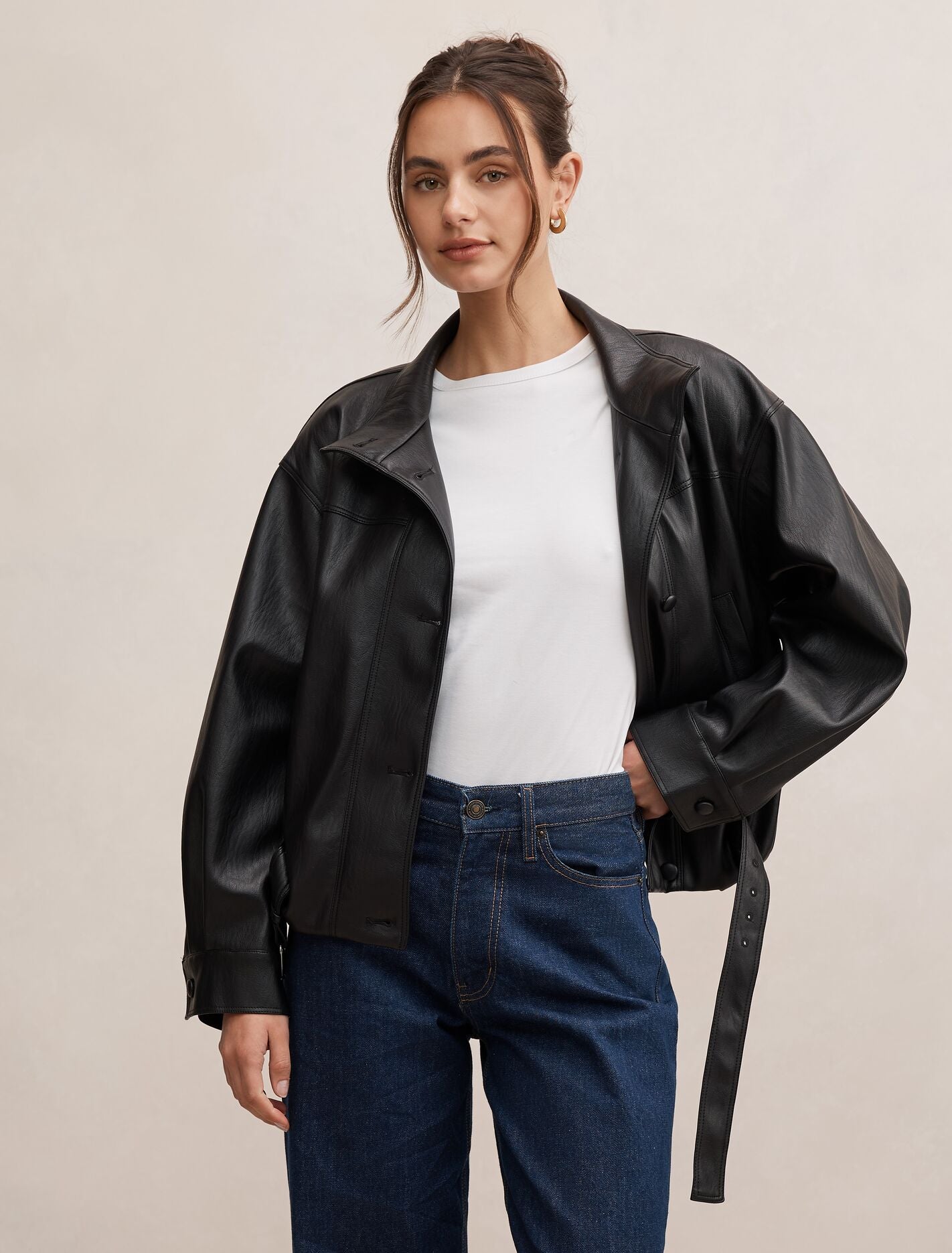 Belle Pu Belted Bomber Jacket Forever New