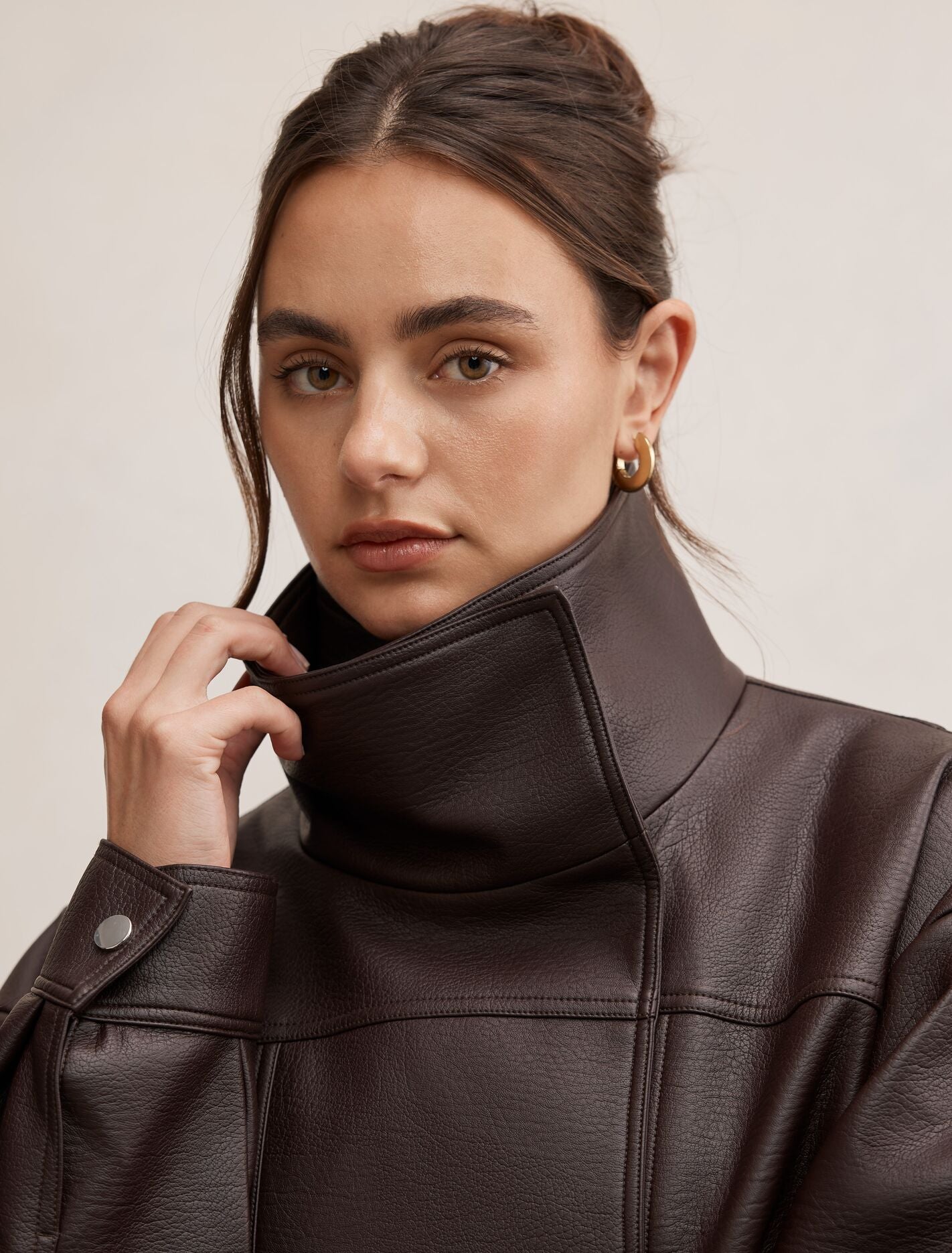 Bex Double Funnel Neck Pu Jacket Forever New