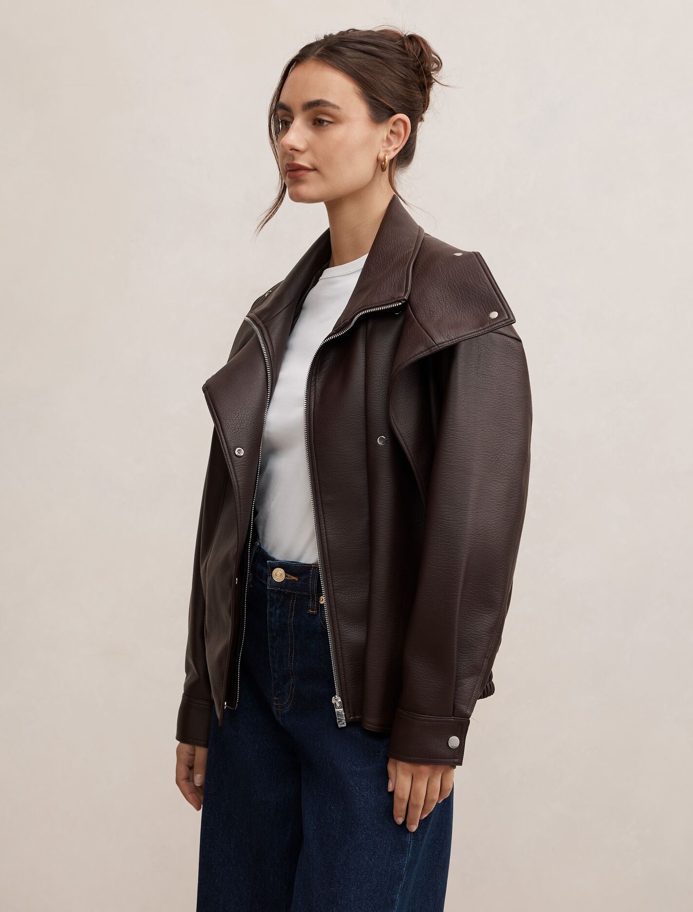 Bex Double Funnel Neck Pu Jacket Forever New