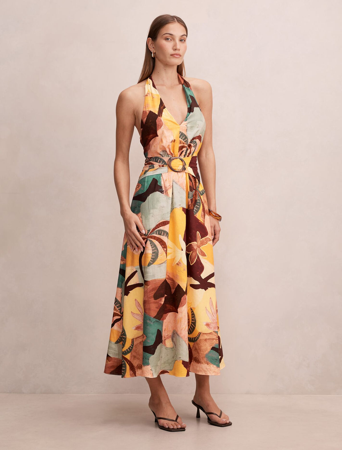 Alessi Halter Linen Midi Dress Forever New