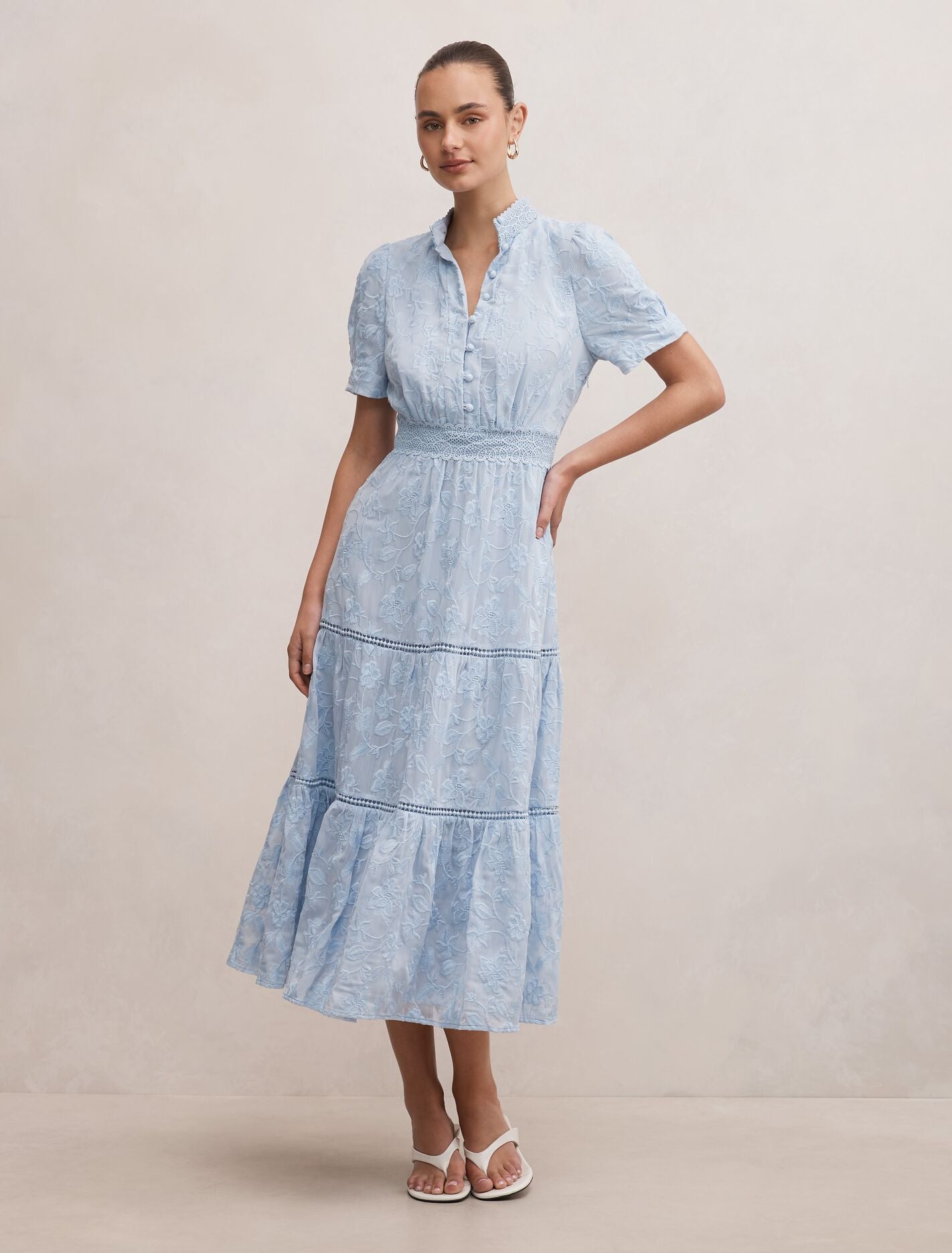 Athena Short Sleeve Midi Dress Soft Blue Forever New