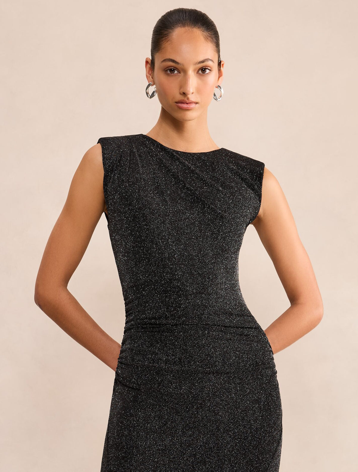 Ciara Gathered Glitter Maxi Dress Forever New