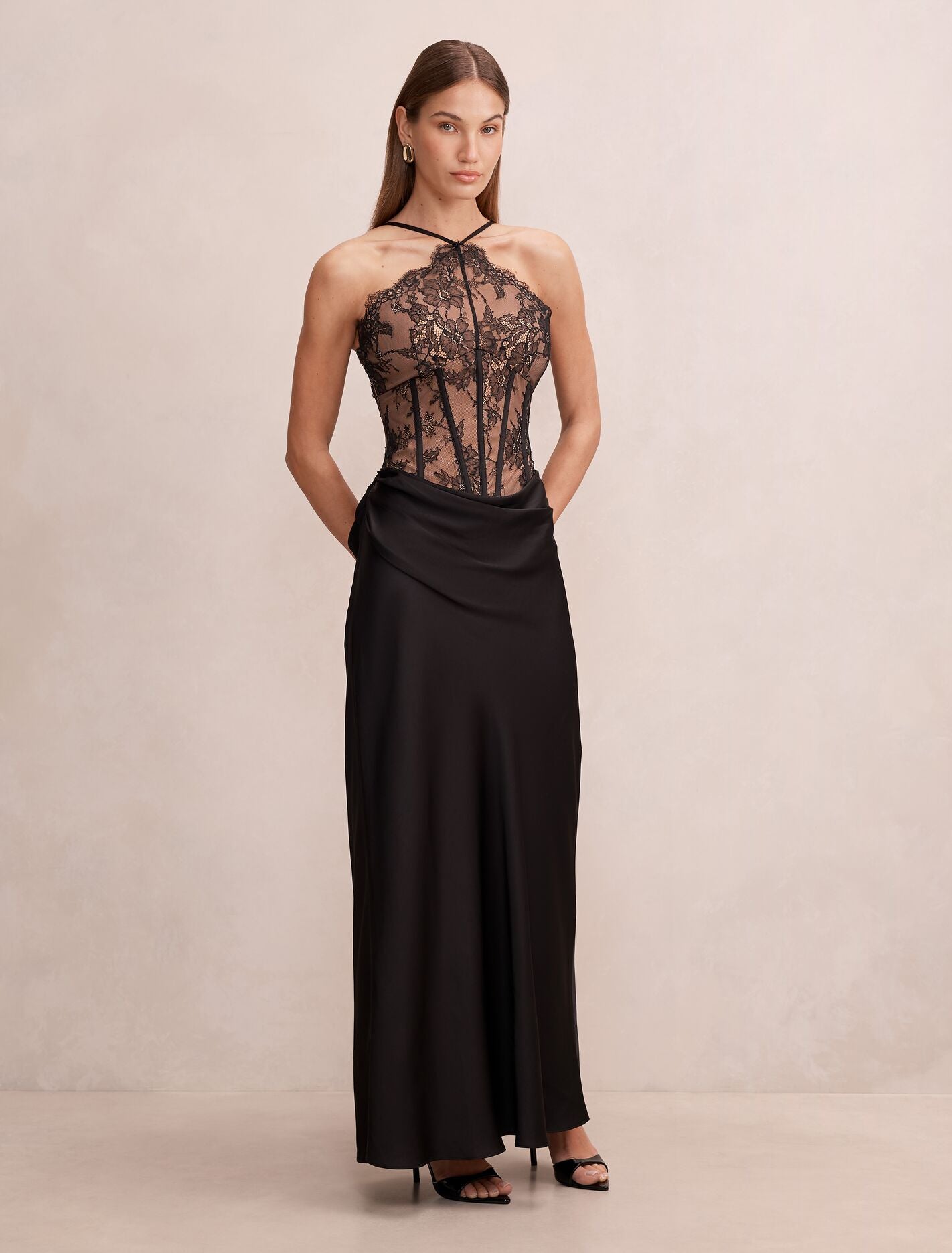 Nellie Lace Halter Maxi Dress