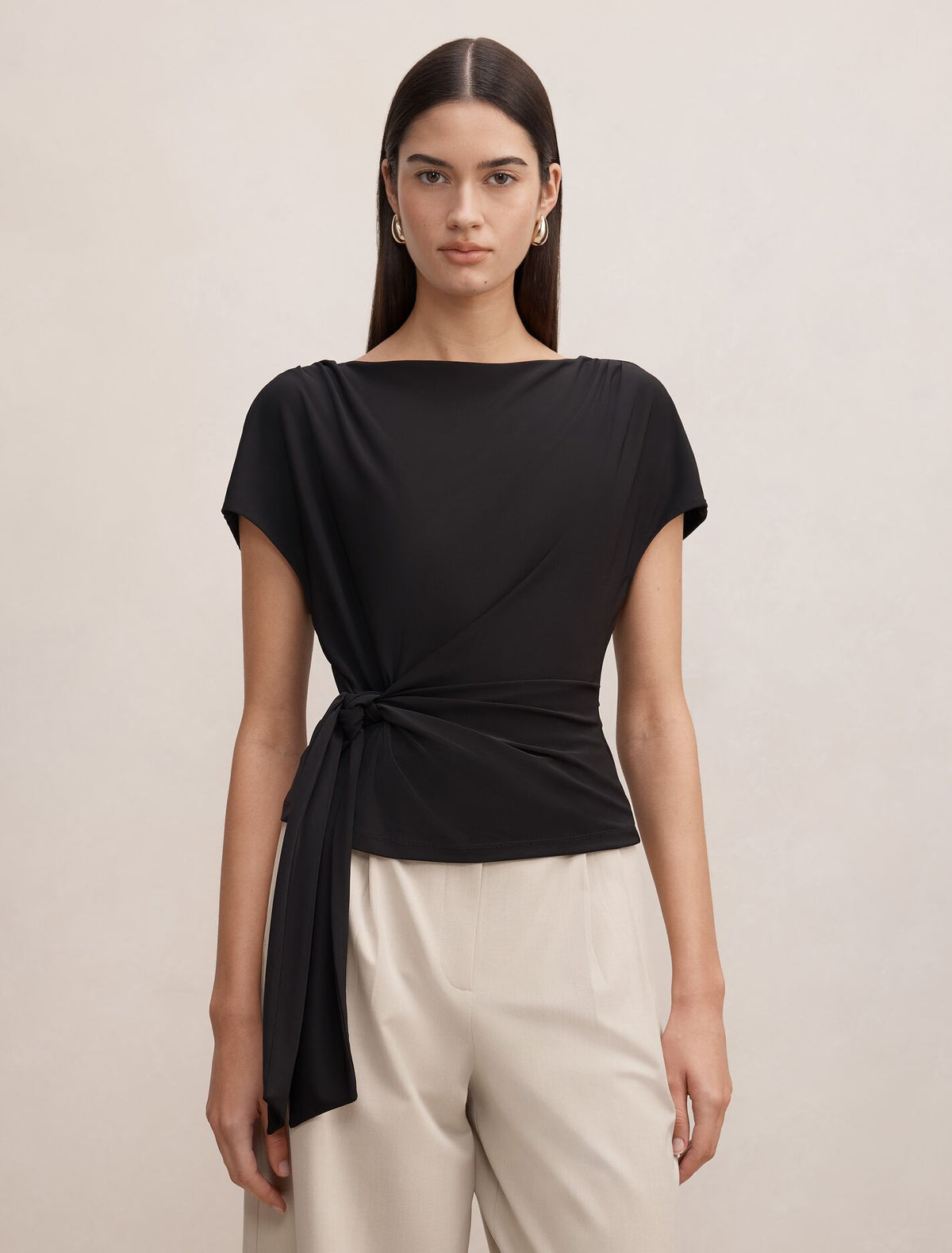 Celine Tie Detail Top Black Forever New