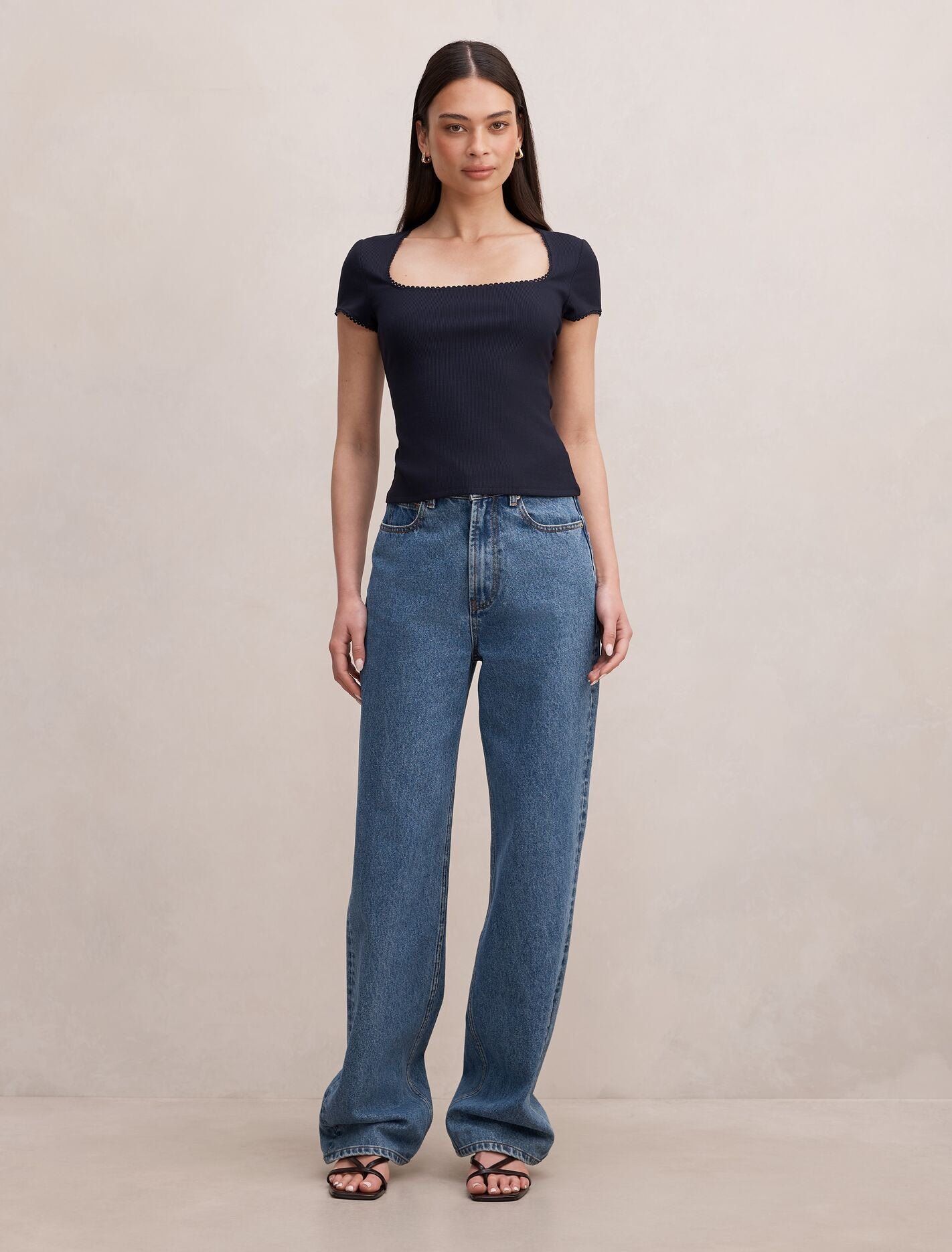 Esther Scoop Neck Trim T-Shirt Forever New