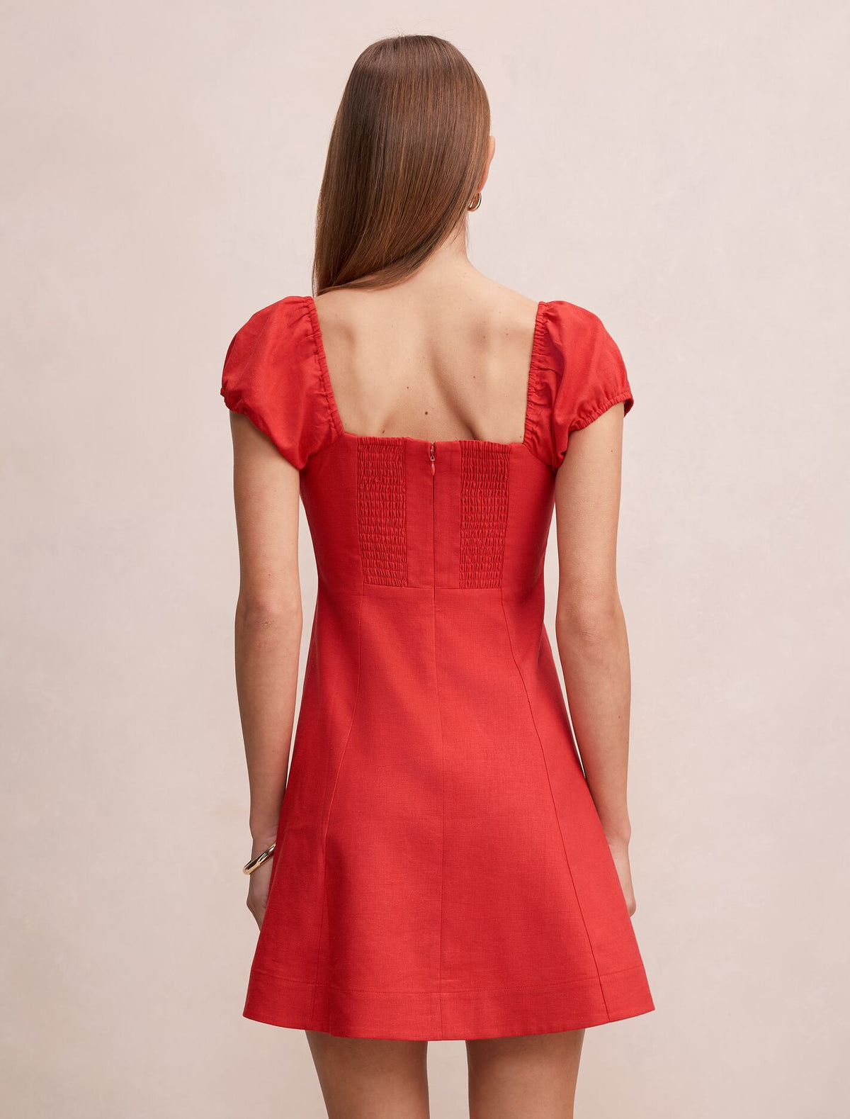 Portia Folded Collar Linen Mini Dress Forever New