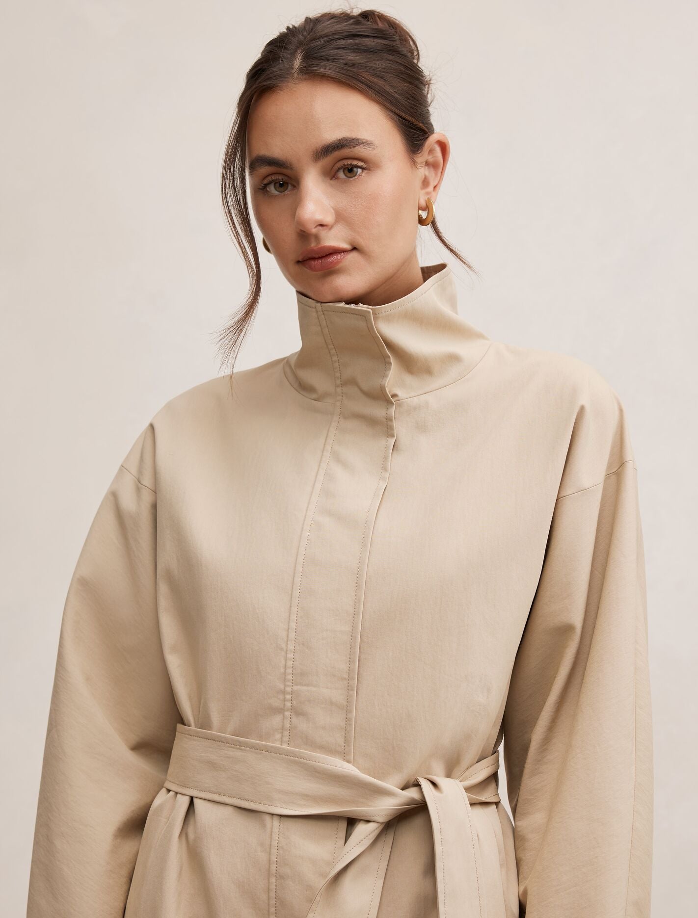 Nina Belted Funnel Neck Jacket Forever New