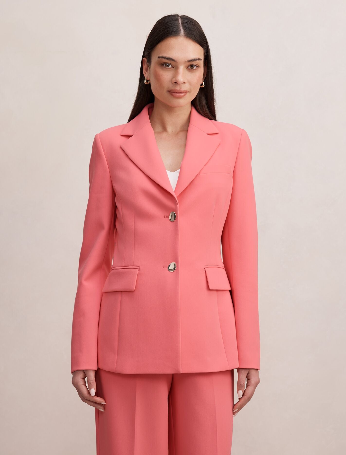 Noelle Nipped Waist Blazer Pink Suit Forever New