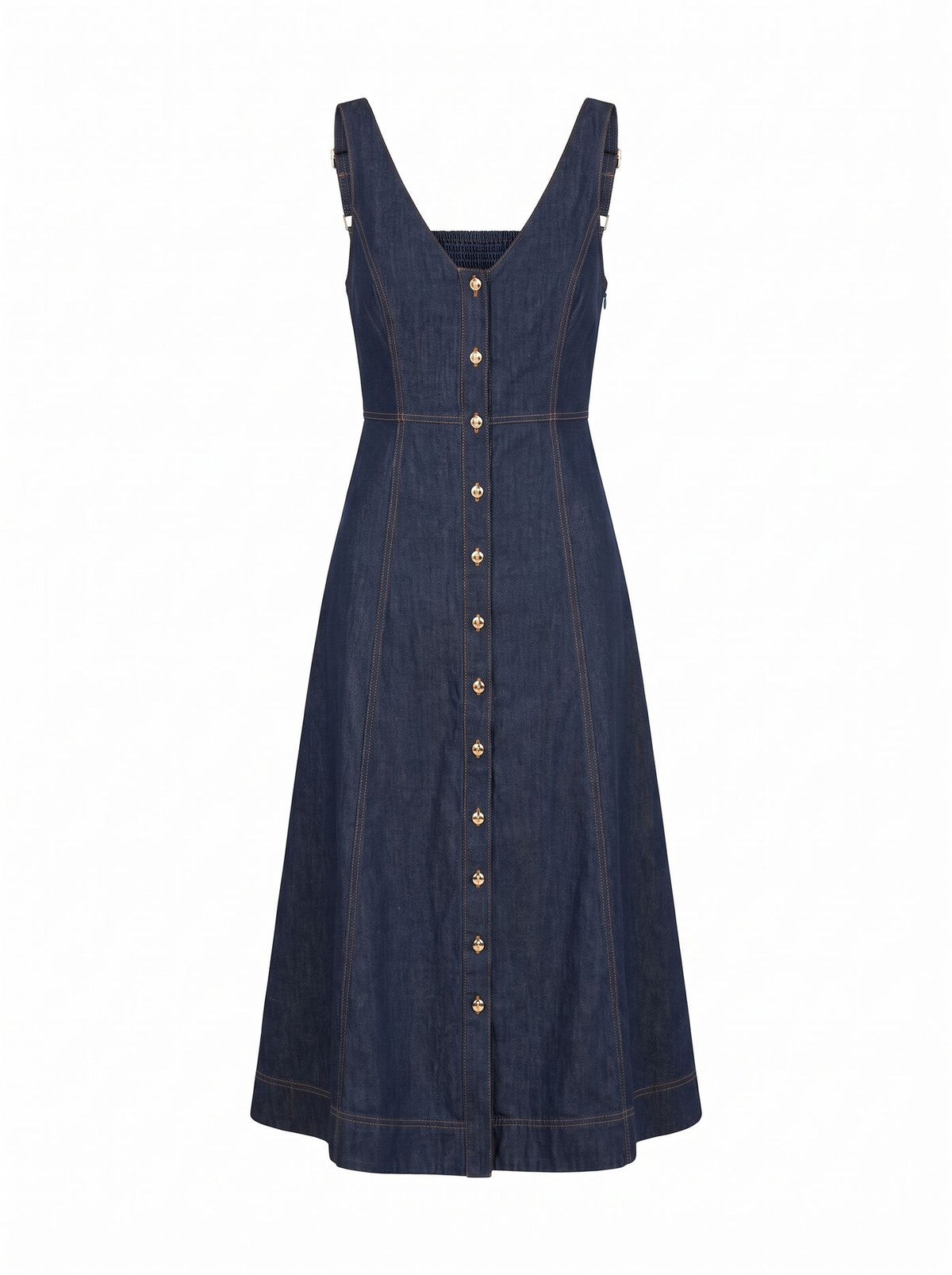 Anna V Neck Chambray Midi Dress Forever New