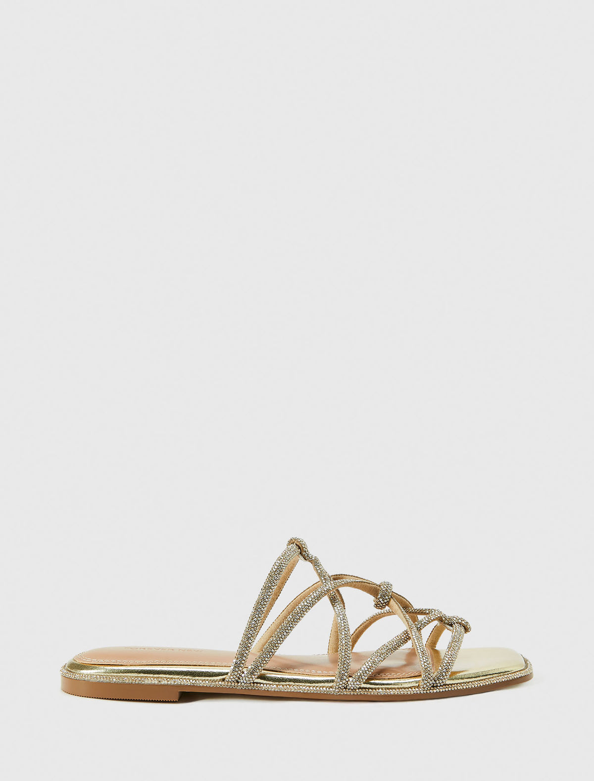 Talia Twisted Vamp Embellished Flat Sandal Gold Forever New