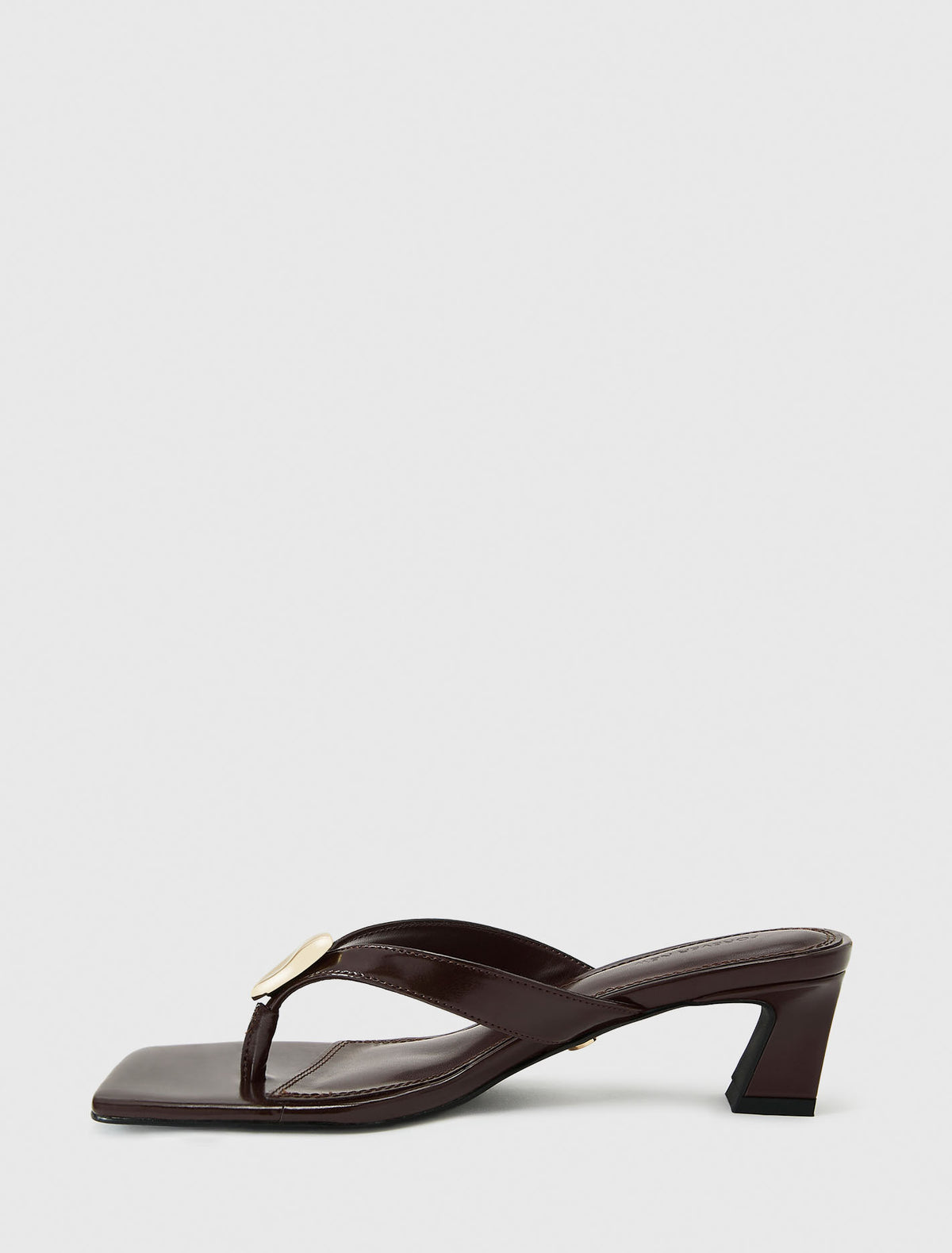 Zara Hammered Trim Detail Thong Heeled Sandal Forever New