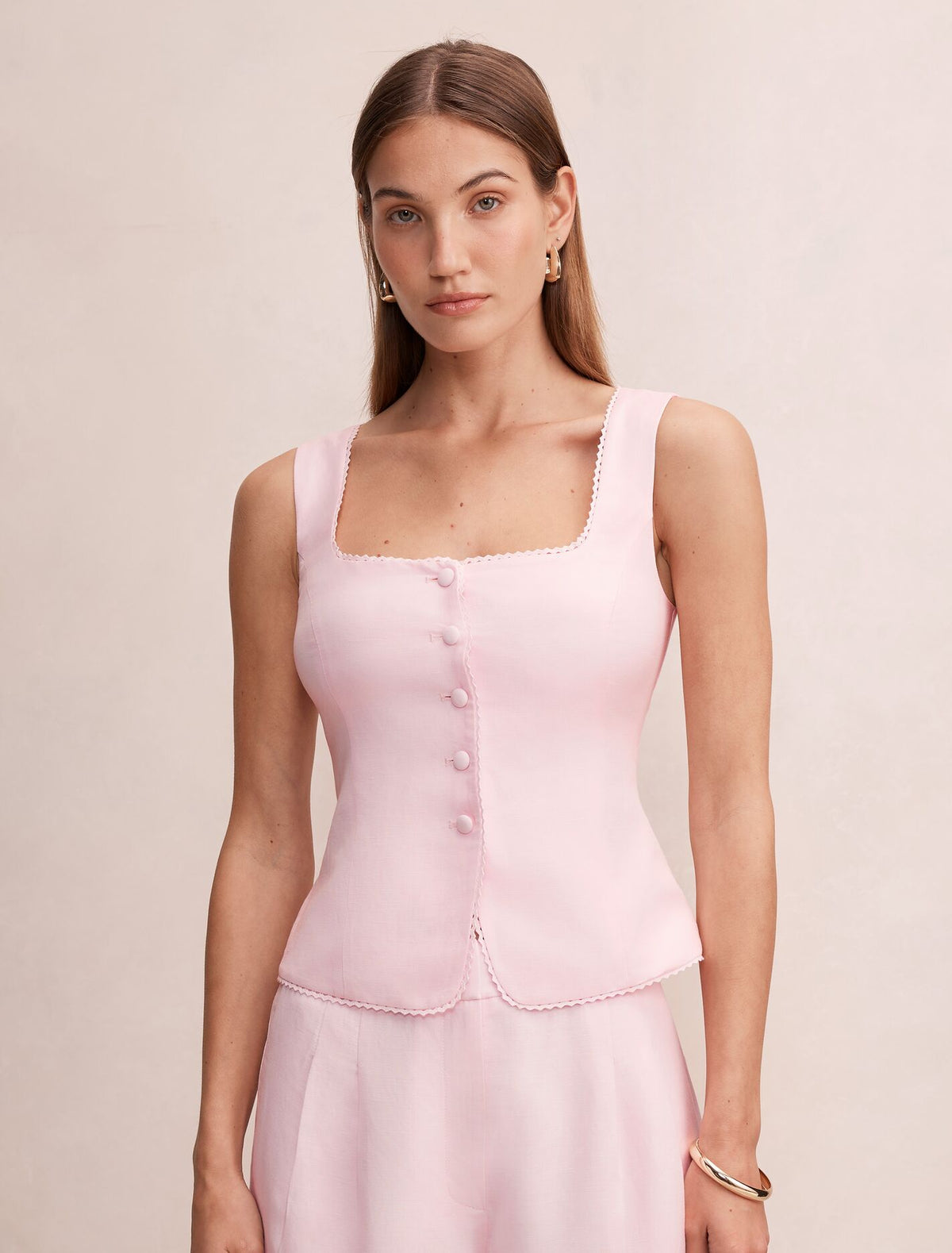 Romy Button Top Pink Whisper Set Forever New