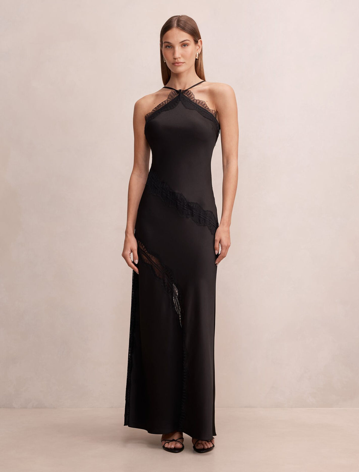 Cosette Lace Insert Maxi Dress Black Forever New