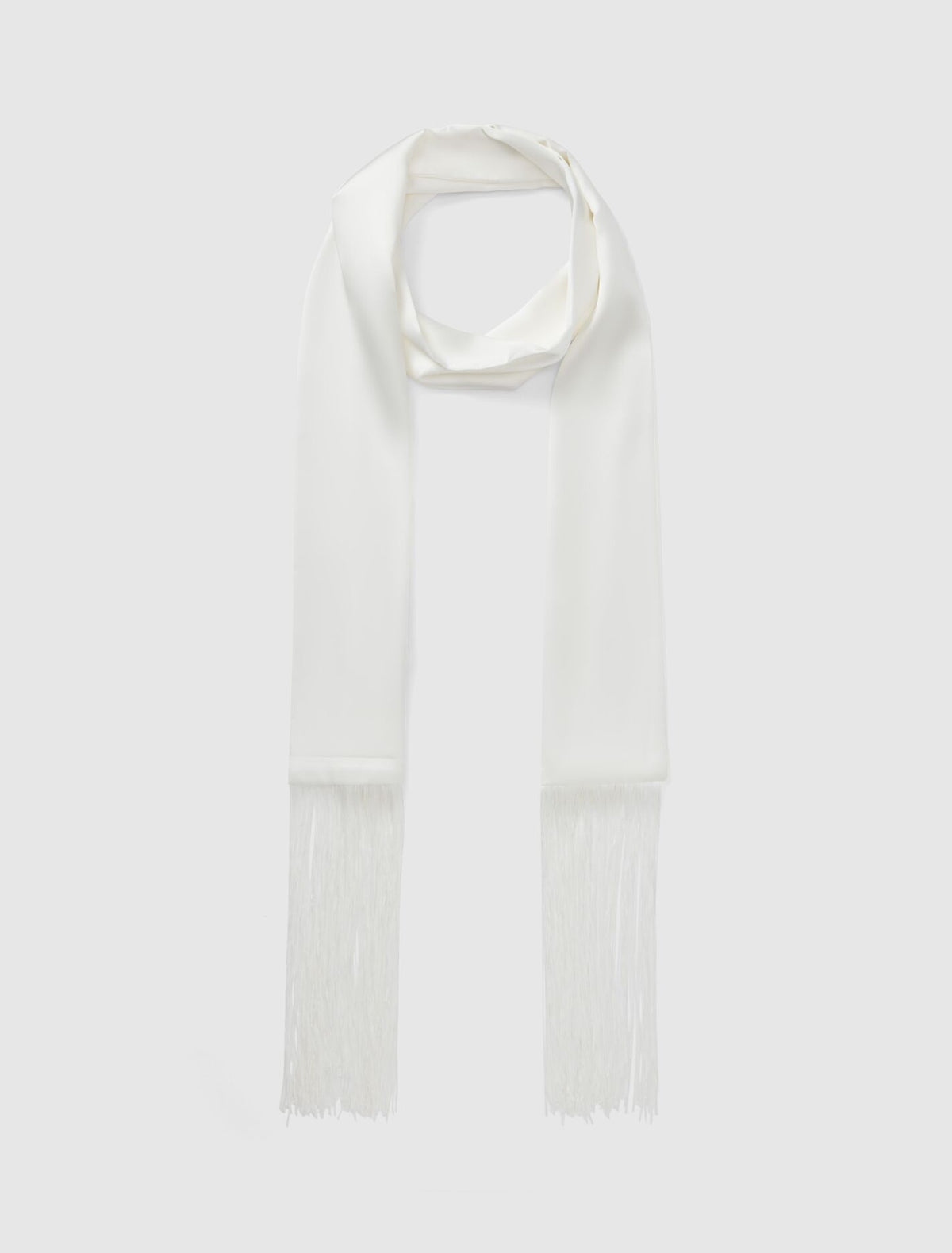 Saskia Satin Tassel Scarf 0 Ivory Forever New