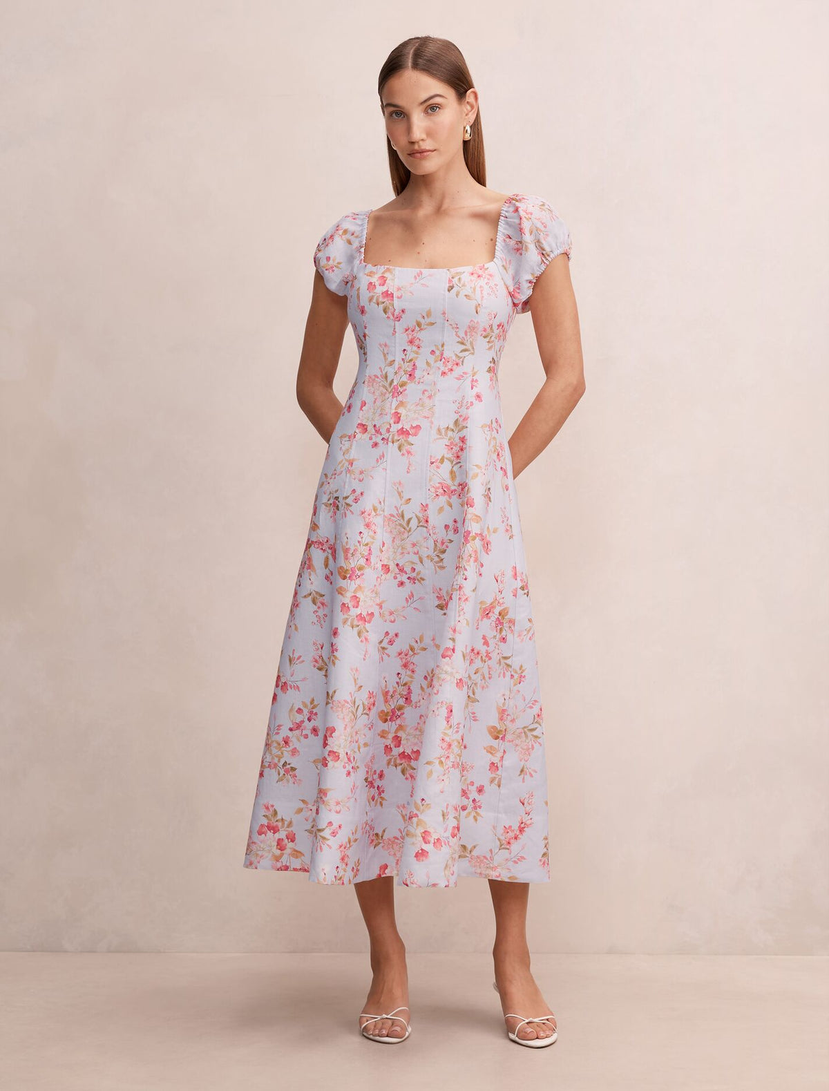 Sadie Cap Sleeve Linen Midi Dress Forever New