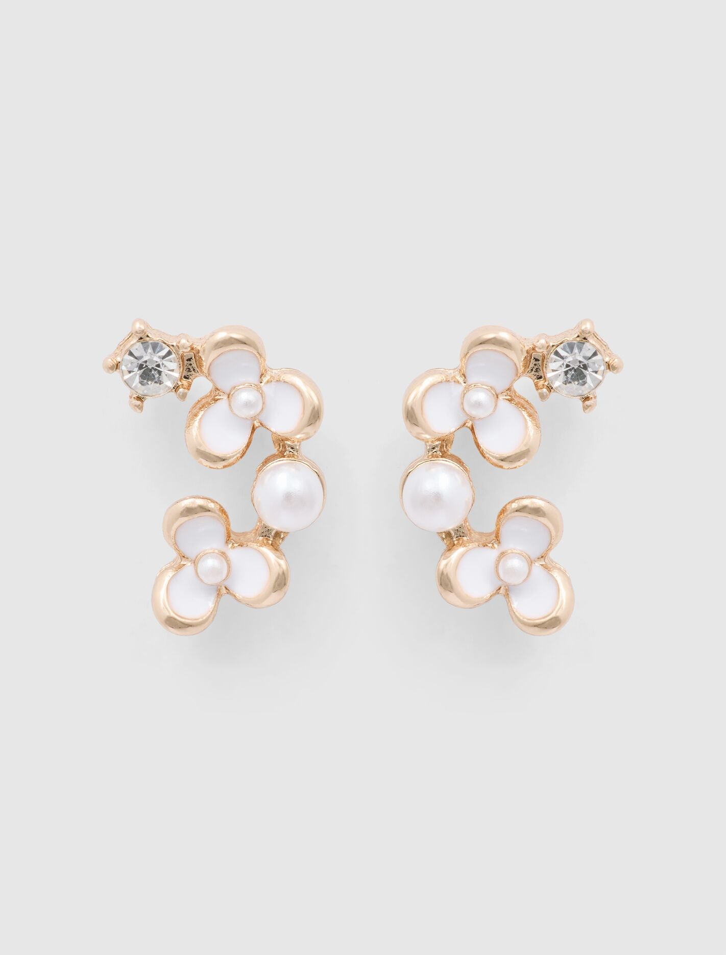 Pol Pretty Flower & Pearl Stud Earrings 0 White Gold Forever New