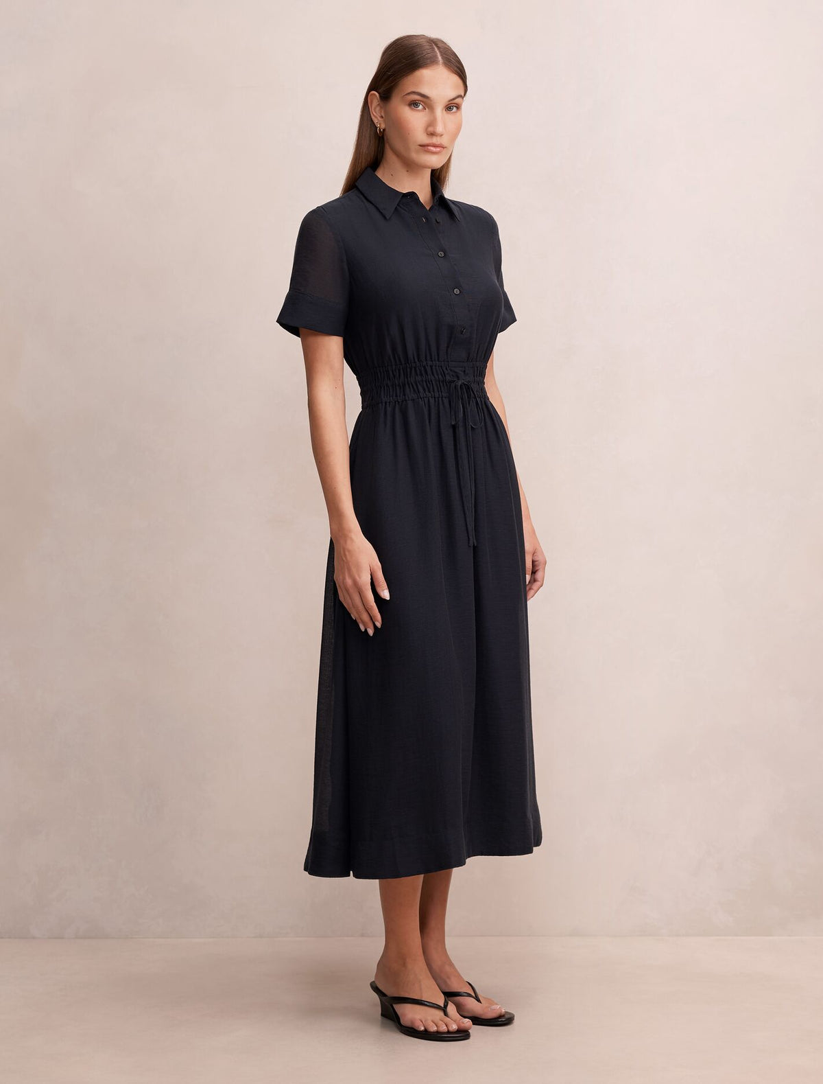 Brynn Elastic Waist Shirt Midi Dress Forever New