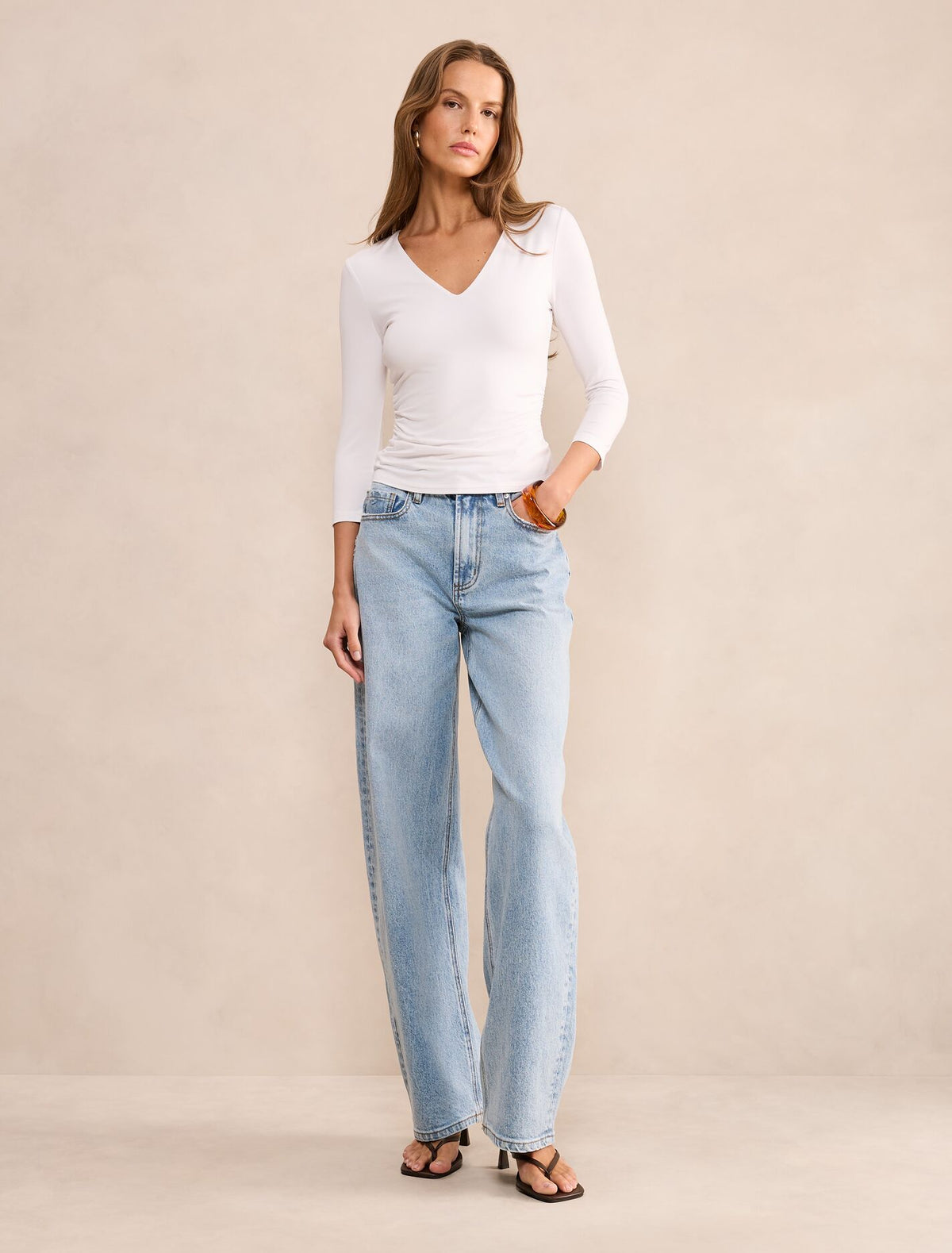 Josie V Neck 3/4 Sleeve Top