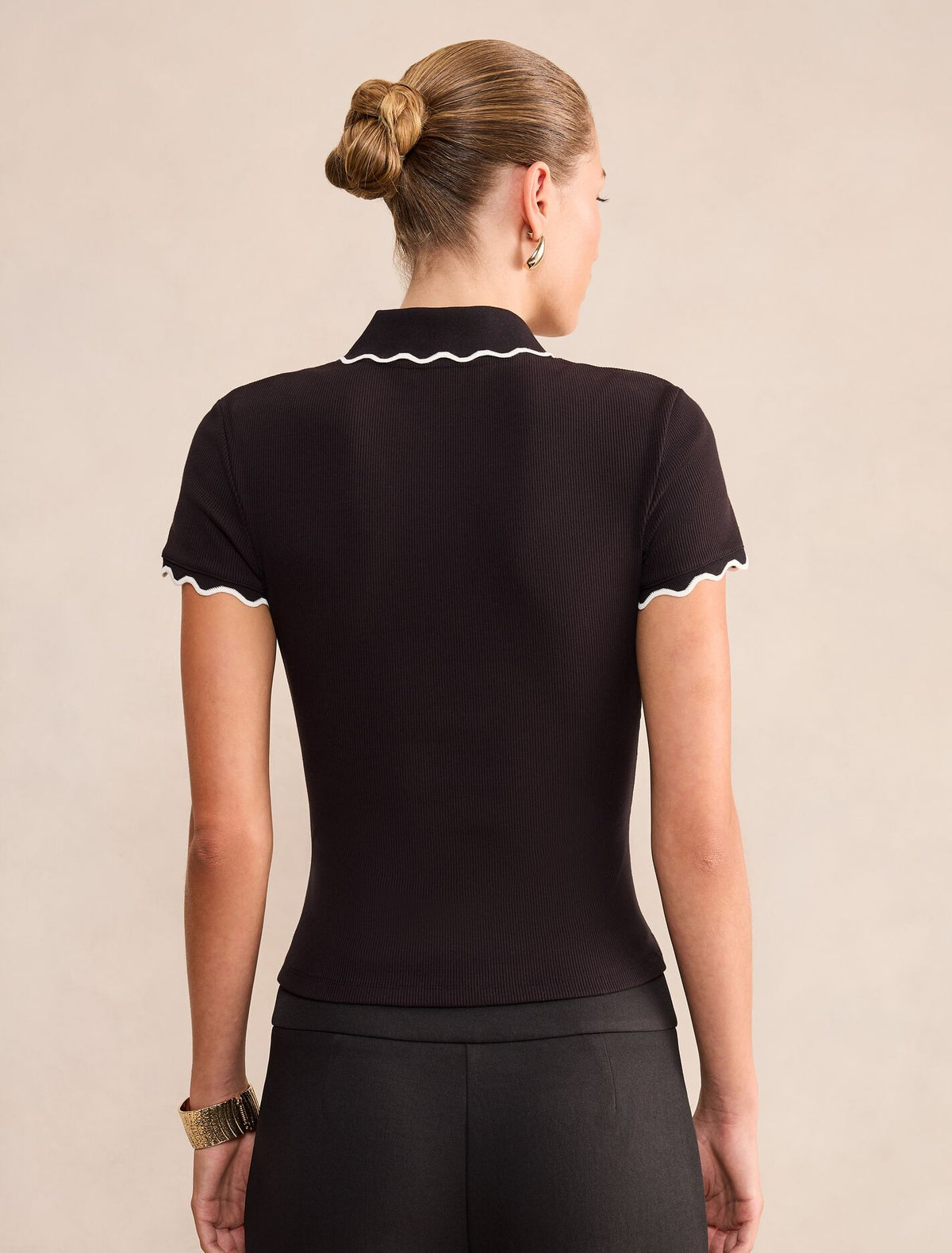Sarah Scallop Trim Polo Top Forever New
