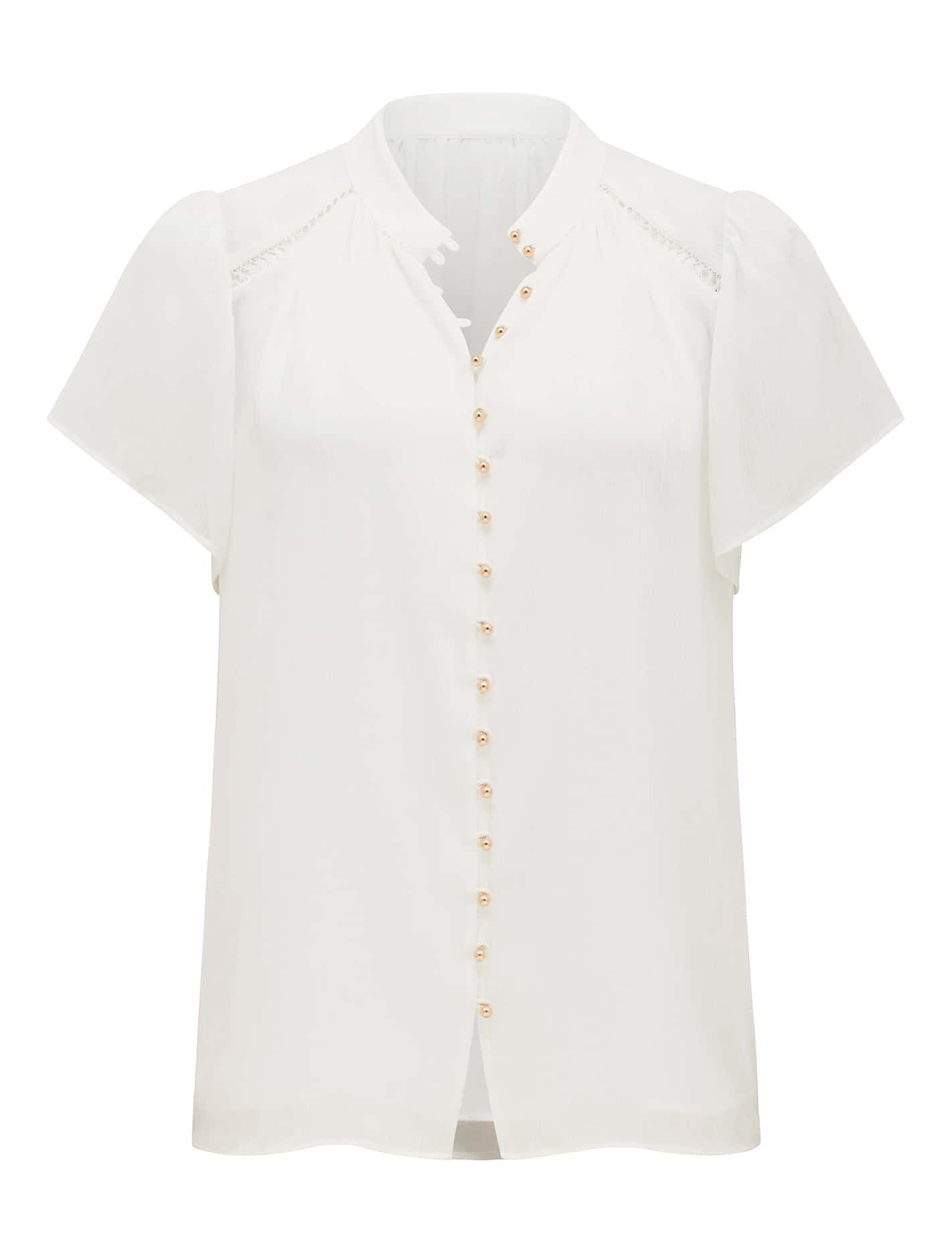 Yvonne Flutter Trim Spliced Blouse Forever New