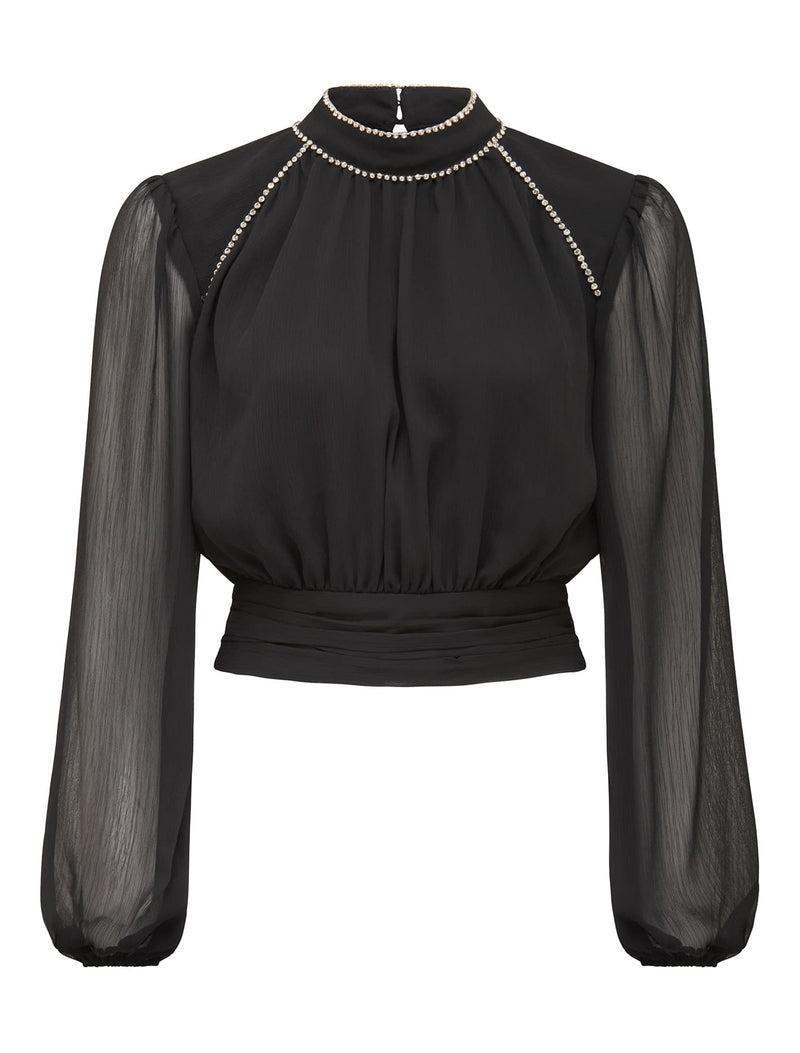 Oriana Open-Back Diamonte Blouse Forever New