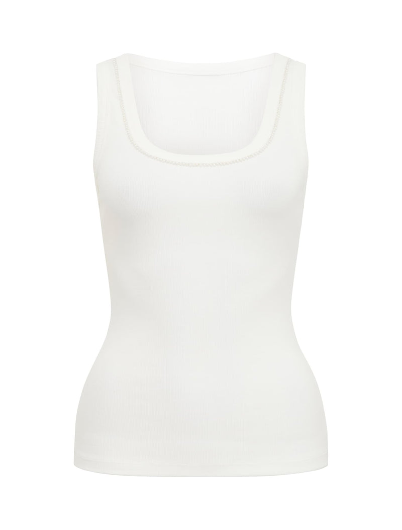 Hemera Pearl Neck Trim Tank Top Forever New