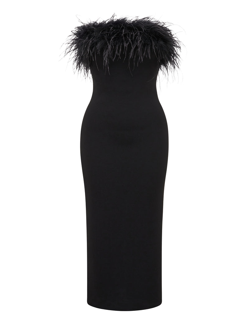 Vianna Feather Strapless Midi Dress Forever New