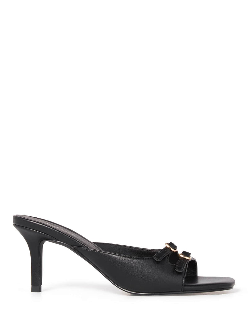 Helena Buckle Mule Heel Forever New