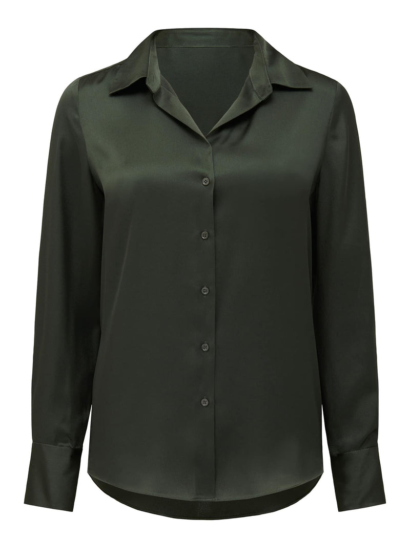 Harvey Notched Neck Satin Shirt Forever New