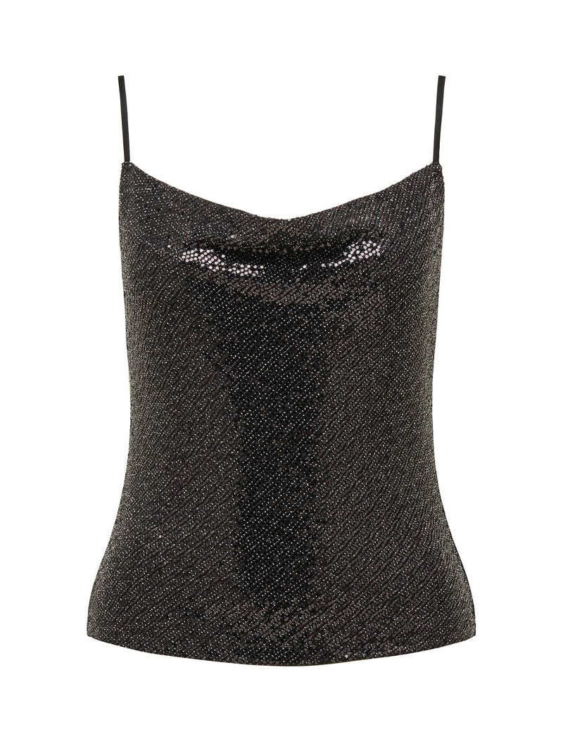 Sapphira Sequin Cowl Neck Tank Top Forever New