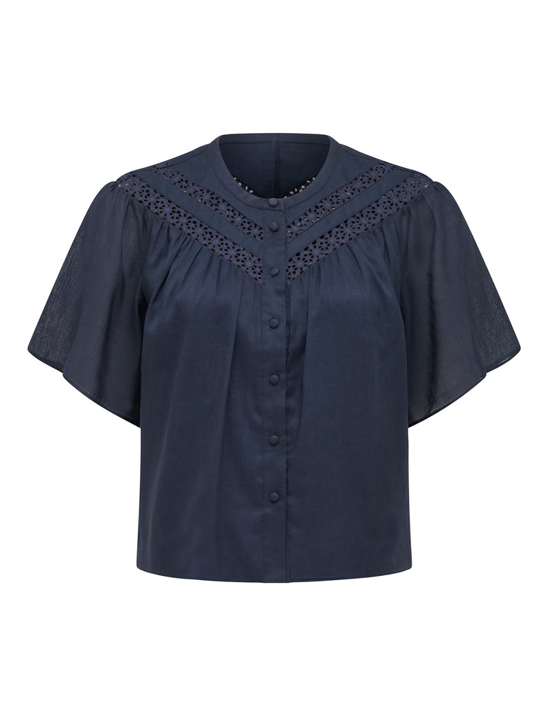 Luka Trimmed Yoke Blouse Forever New