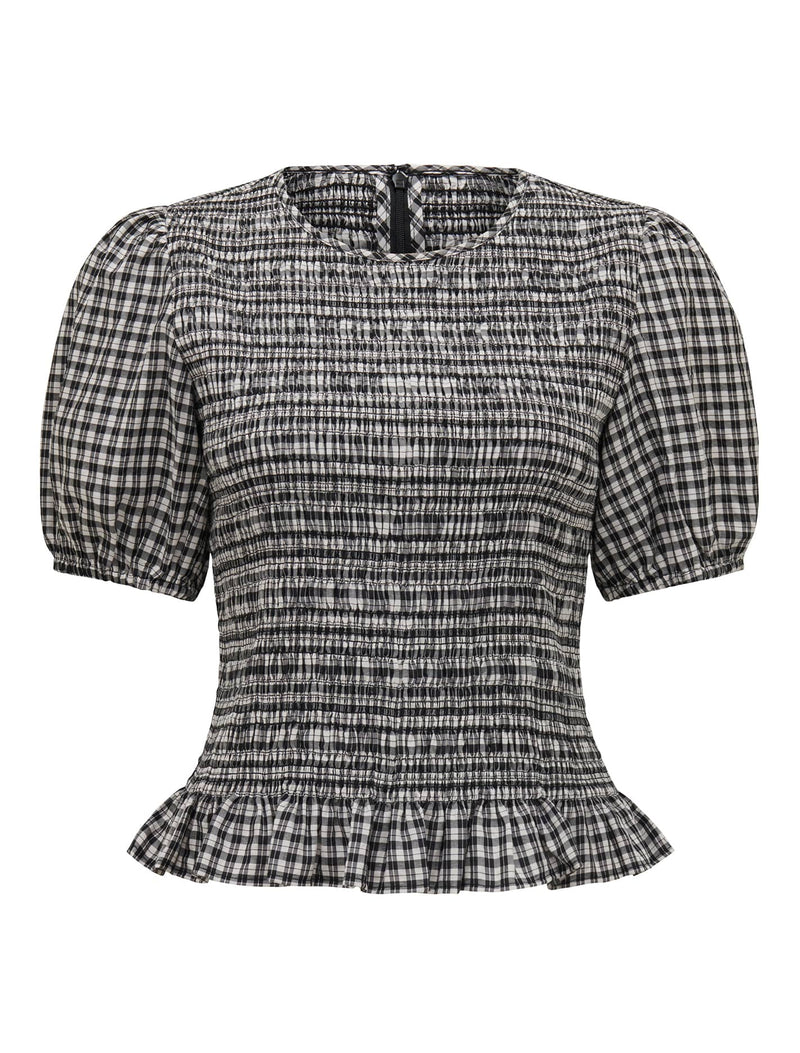 Sadie Checked Shirred Top Forever New