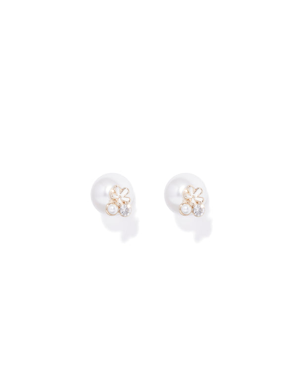 Emma Flower Pearl Front Back Earrings Forever New