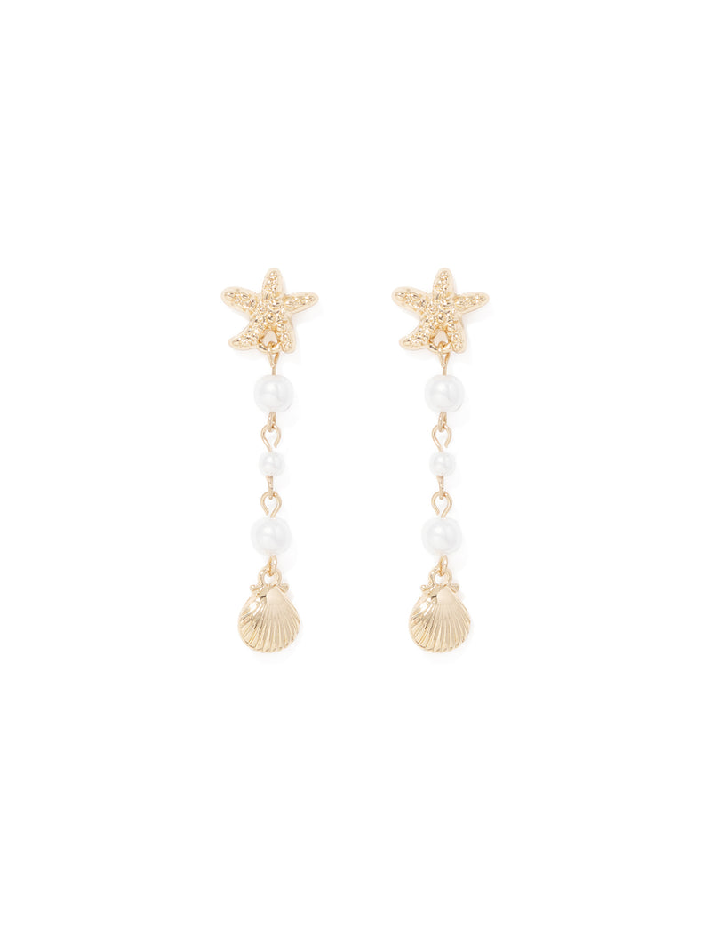 Frida Fine Drop Shell Earrings Forever New