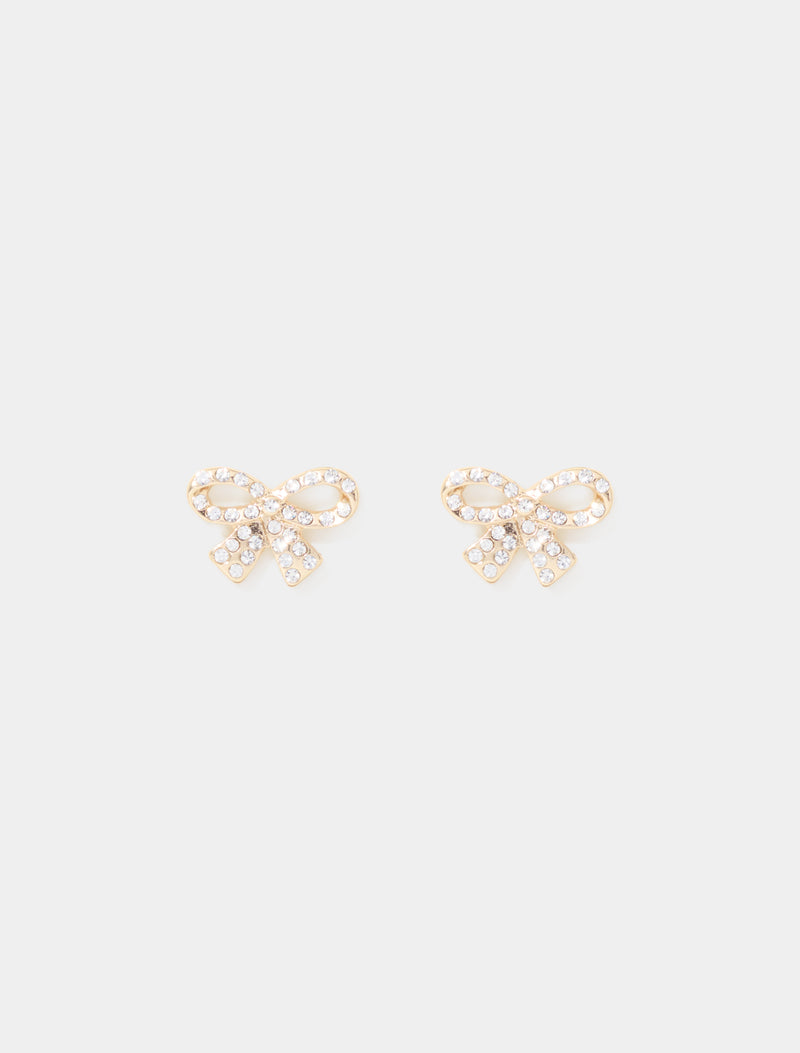 Gabi Glass Stone Bow Stud Earrings Forever New