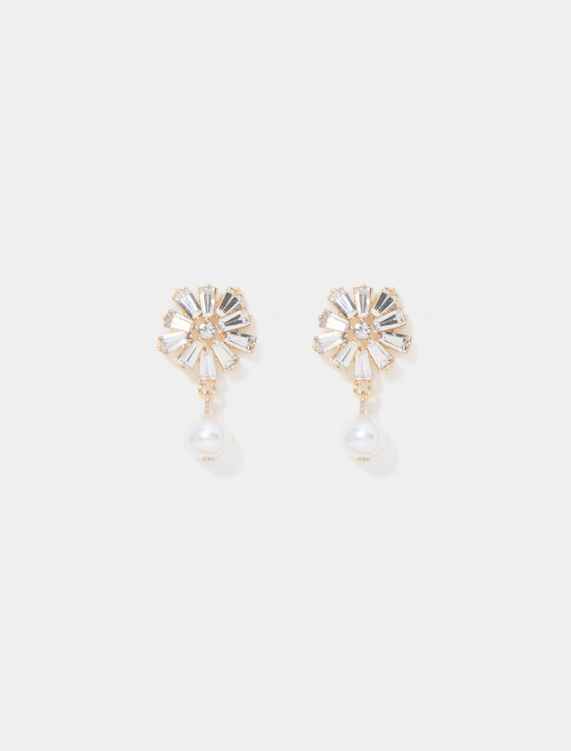 Geneva Glass Stone Pearl Earrings Forever New