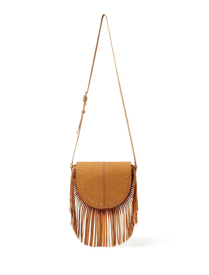 Farrah Fringe Saddle Bag 0 Tan Forever New