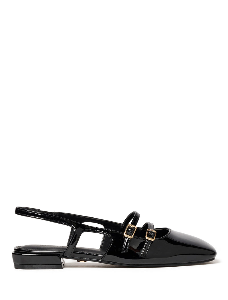 Faye Double Strap Slingback Flat Black Forever New