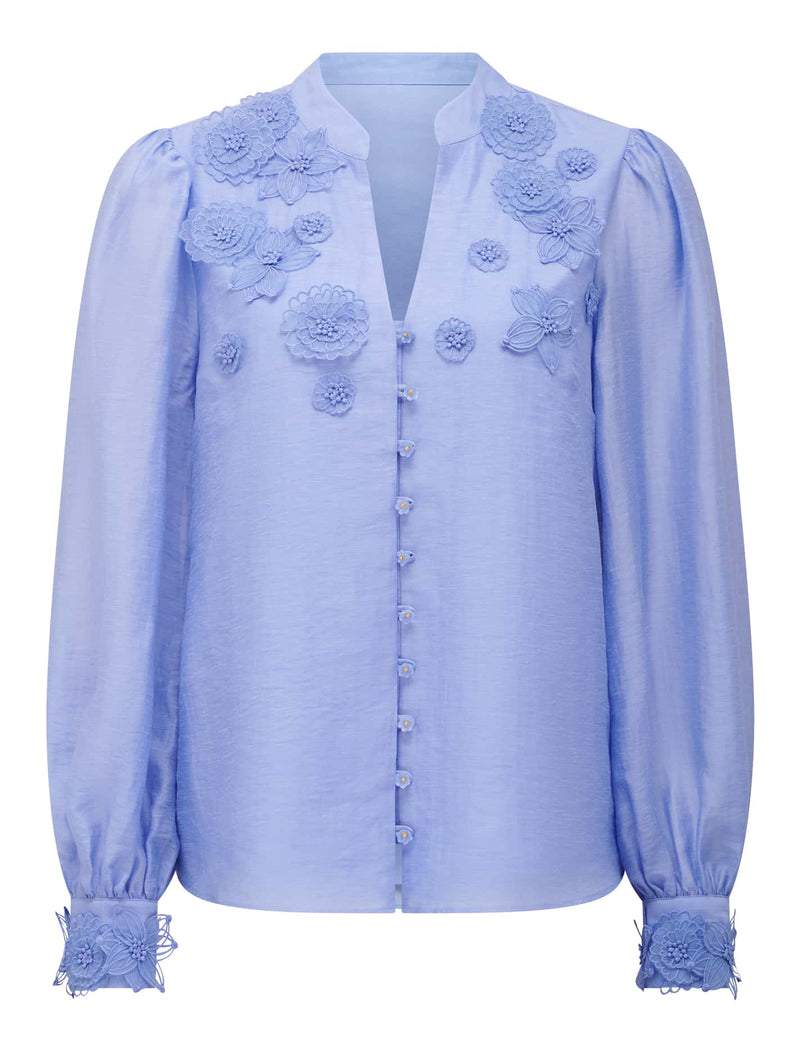 Indigo Applique Blouse Forever New