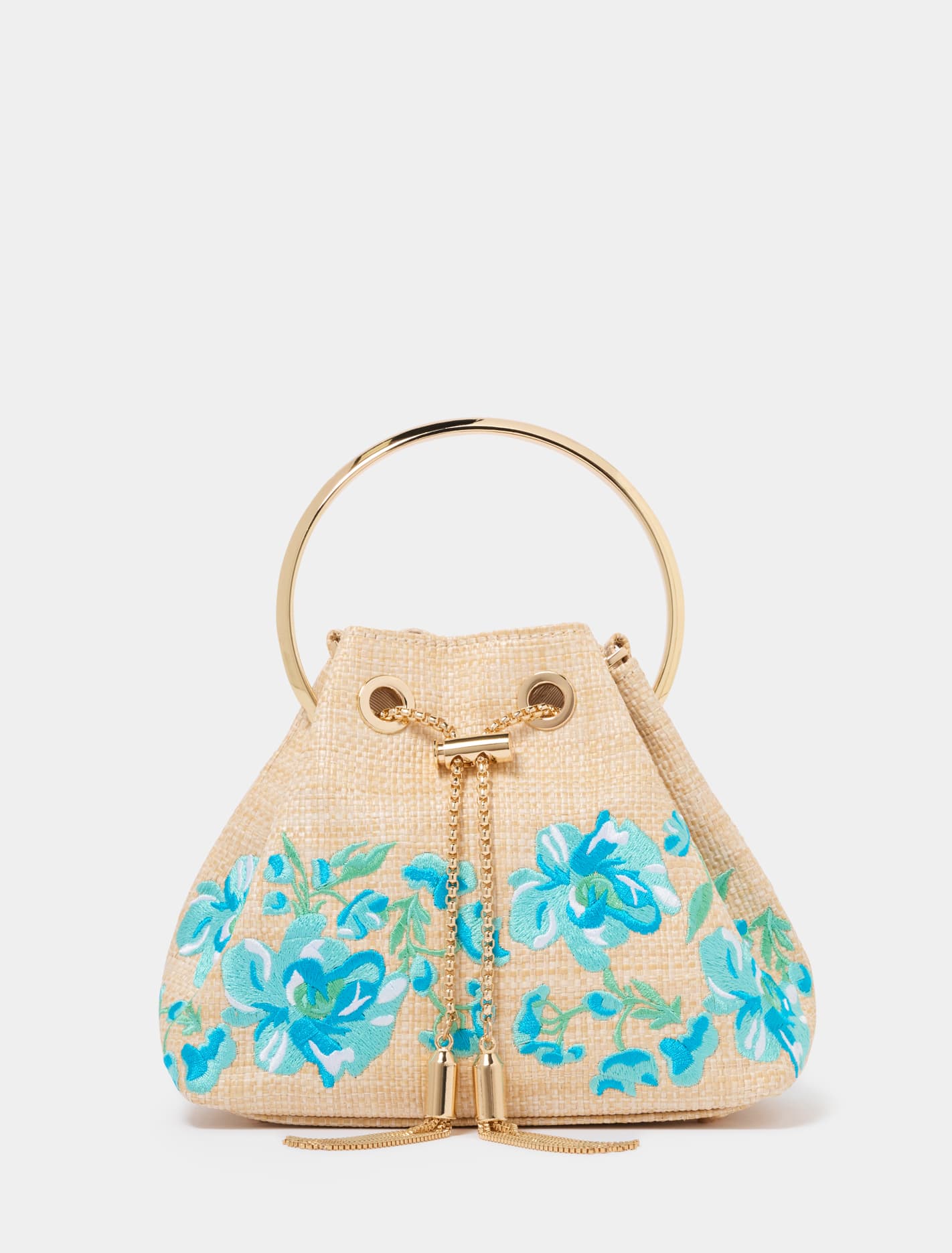 Tallulah Flower Metal Handle Clutch 0 Weave Blue Forever New