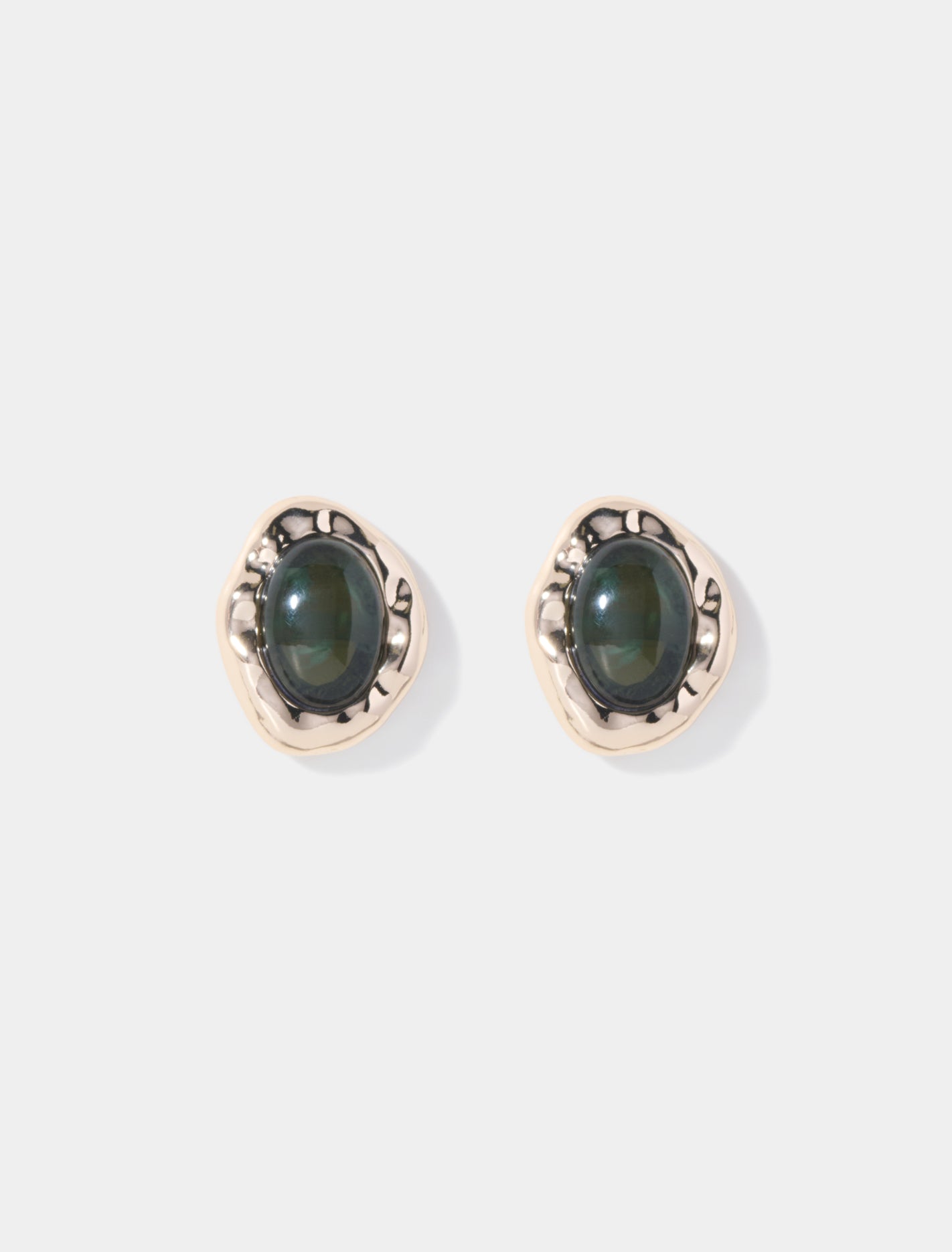 Aubree Organic Stone Stud Earrings 0 Green Gold Forever New