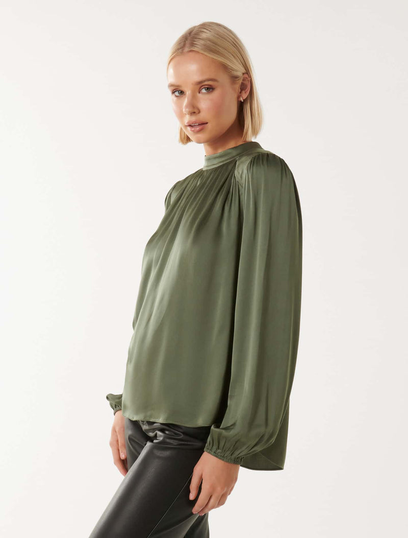 Gilli Gather Satin Shell Blouse Forever New