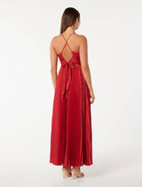 Geri Tie Back Pleated Maxi Dress Forever New