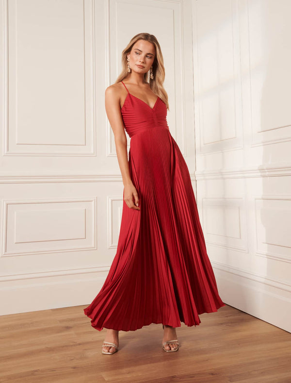 Geri Tie Back Pleated Maxi Dress Forever New