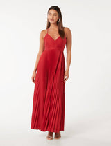 Geri Tie Back Pleated Maxi Dress Forever New